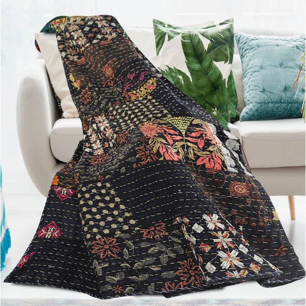 Advika Handmade Kantha Cotton Throw Blanket