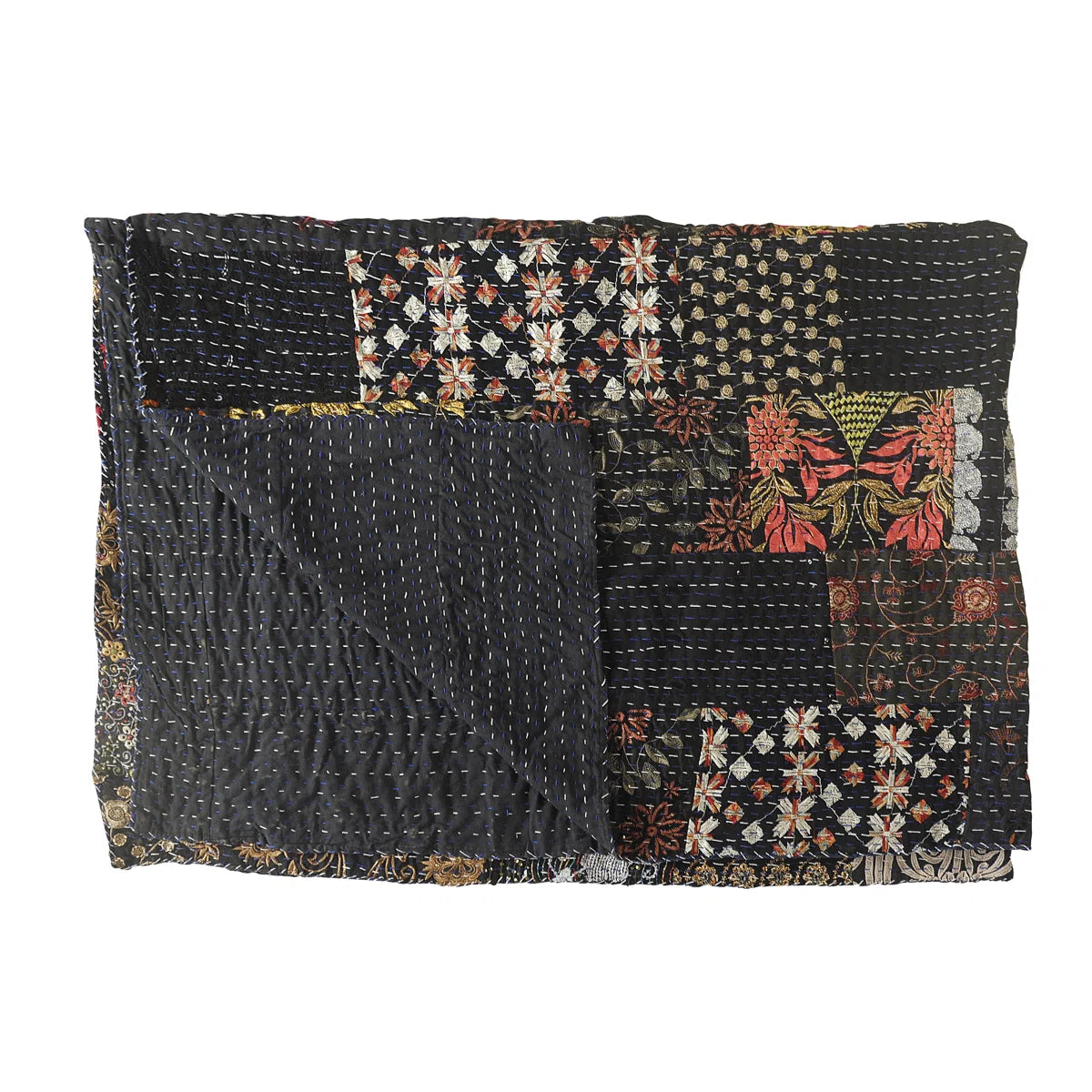 Advika Handmade Kantha Cotton Throw Blanket